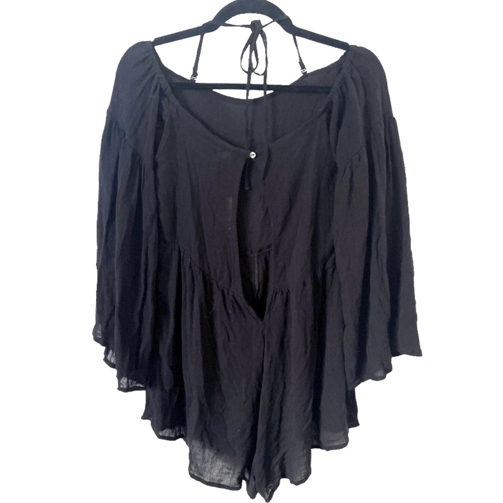 NWT Urban‎ Outfitters Black Bell Sleeve Back Cut Out Shorts Romper